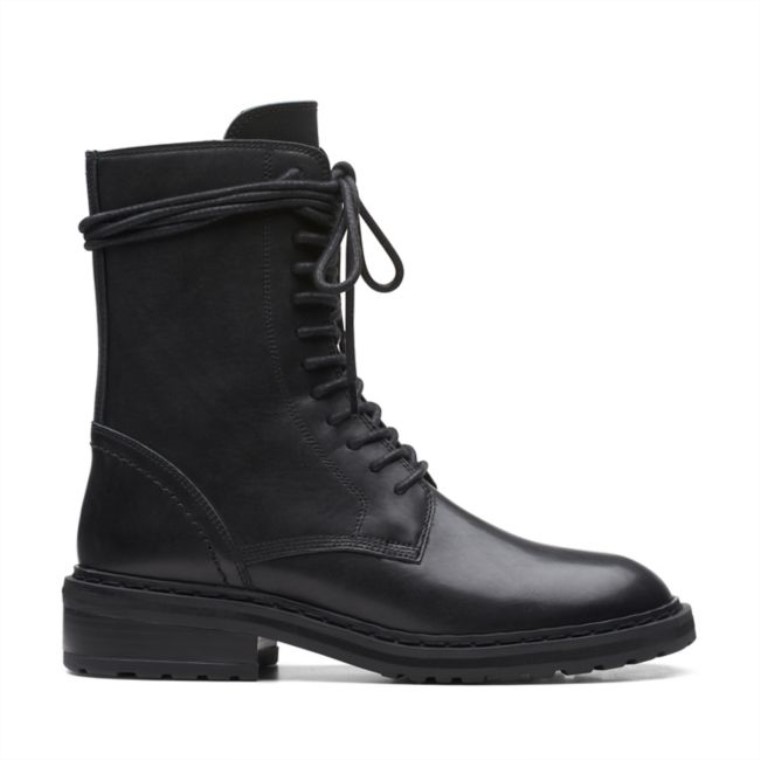 Cuero Negro Clarks Tilham Encaje Cuero Negro