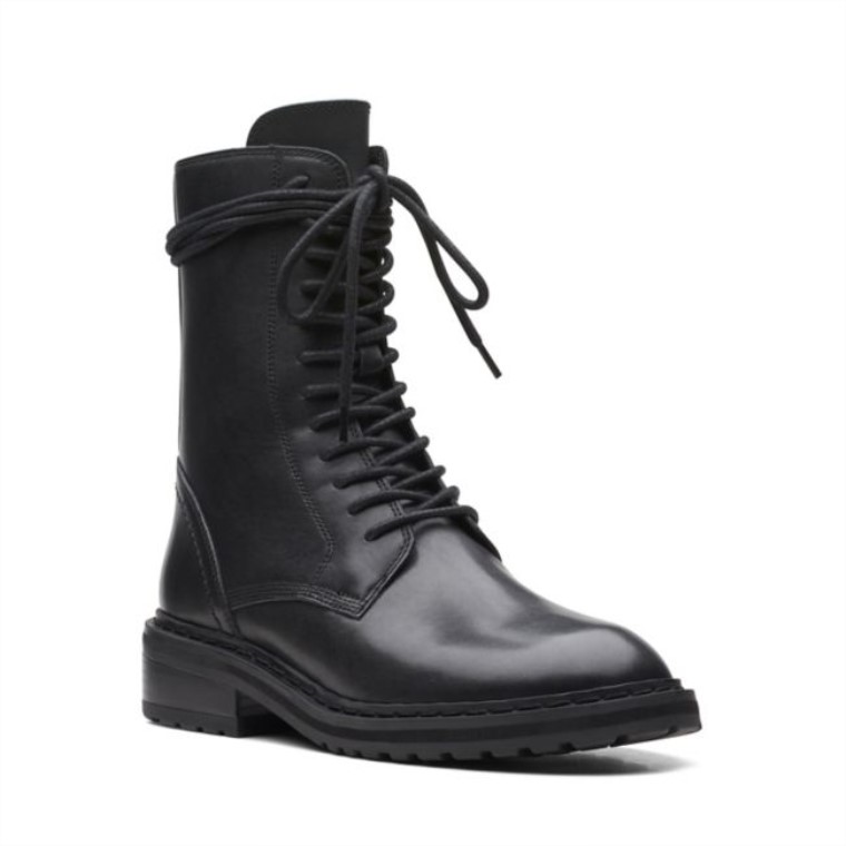 Cuero Negro Clarks Tilham Encaje Cuero Negro