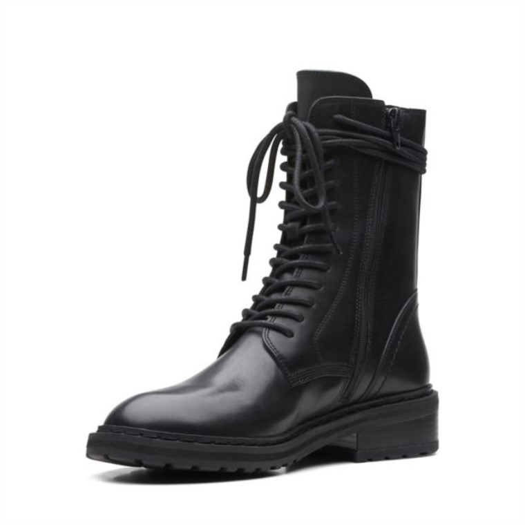Cuero Negro Clarks Tilham Encaje Cuero Negro