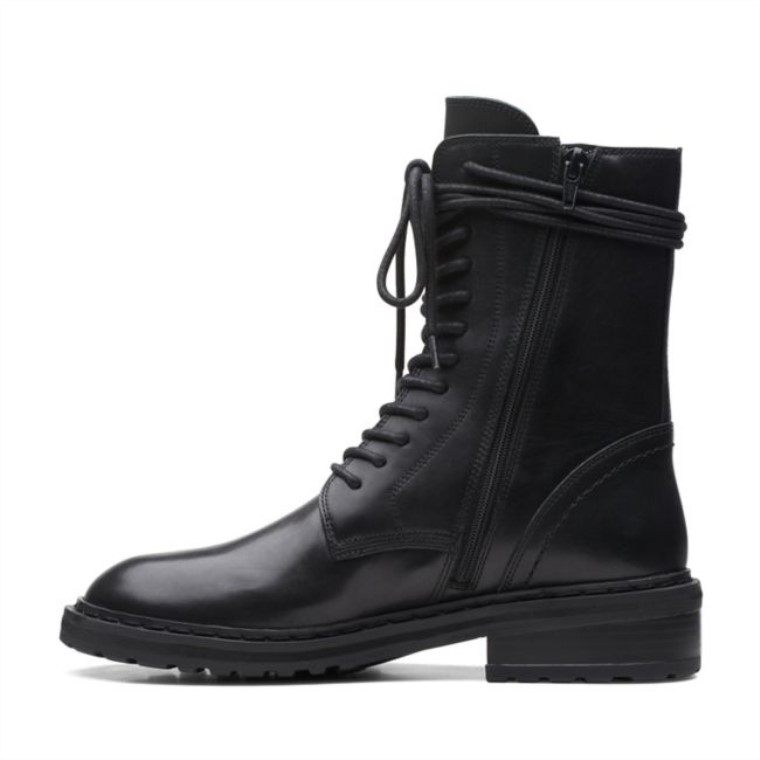 Cuero Negro Clarks Tilham Encaje Cuero Negro