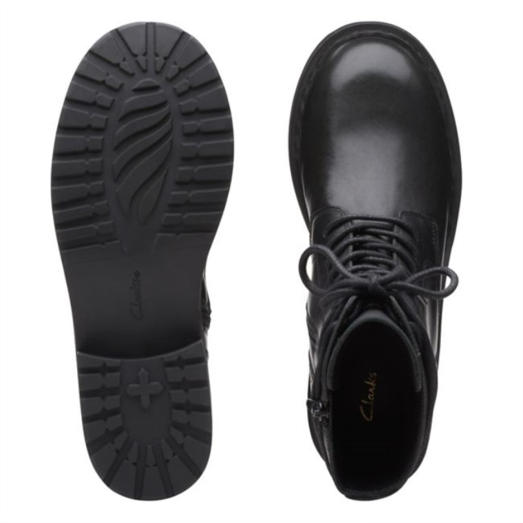 Cuero Negro Clarks Tilham Encaje Cuero Negro