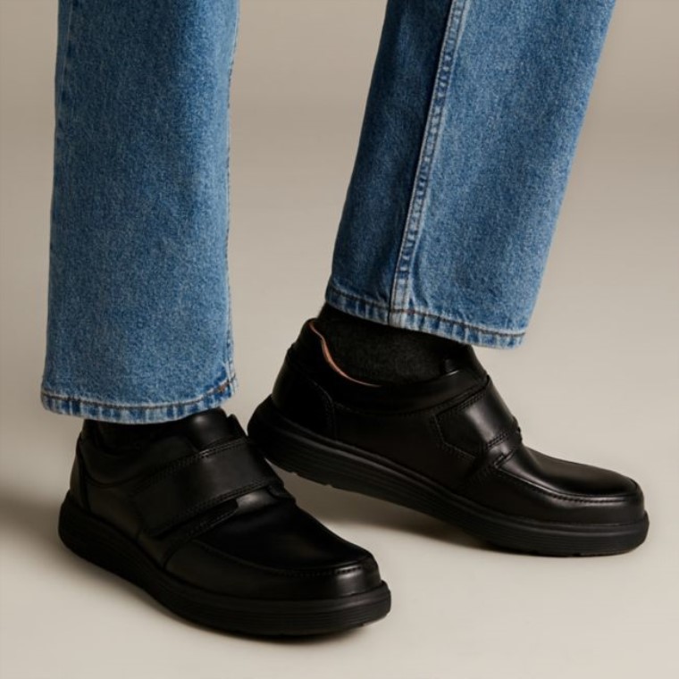 Cuero Negro Clarks Un Abode Correa Cuero Negro