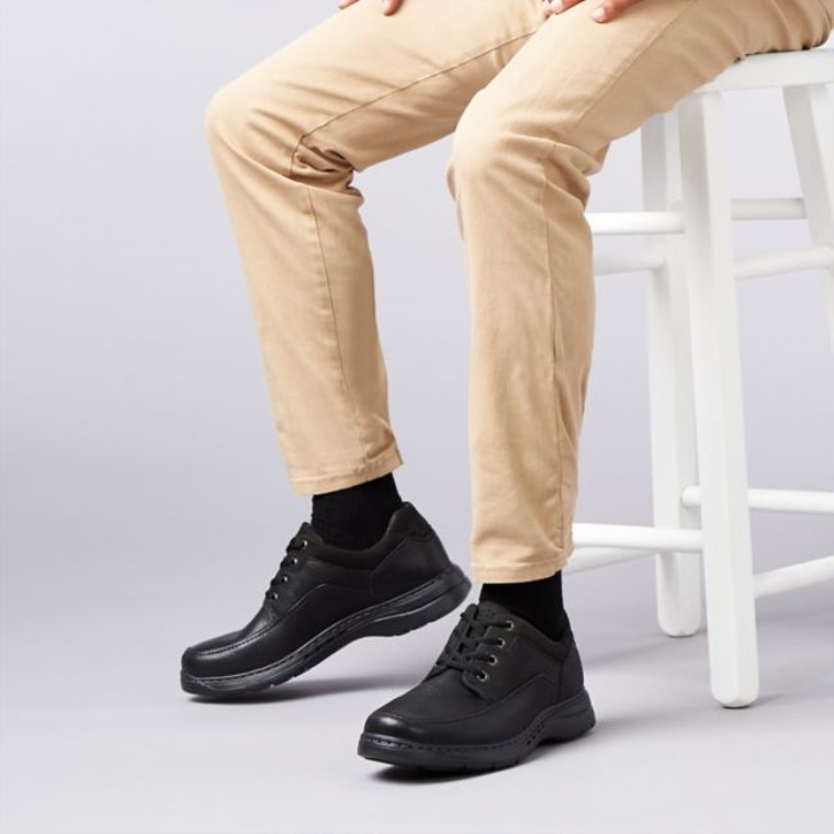 Cuero Negro Clarks Un Brawley Encaje Cuero Negro
