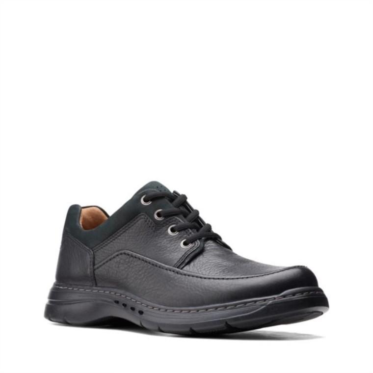 Cuero Negro Clarks Un Brawley Encaje Cuero Negro