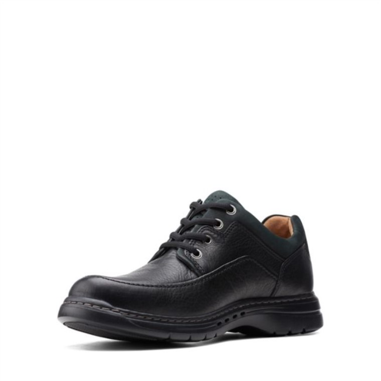 Cuero Negro Clarks Un Brawley Encaje Cuero Negro