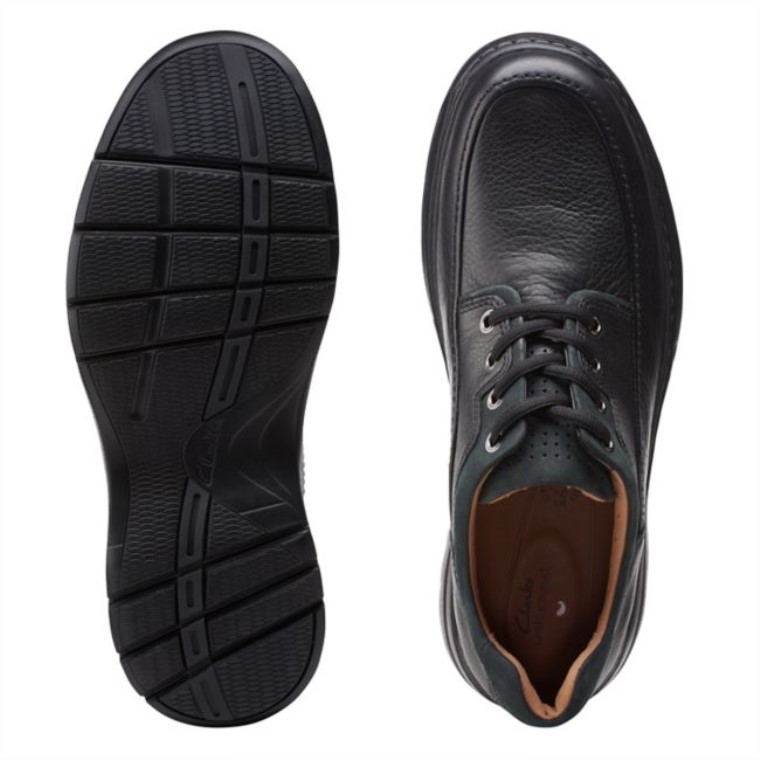 Cuero Negro Clarks Un Brawley Encaje Cuero Negro