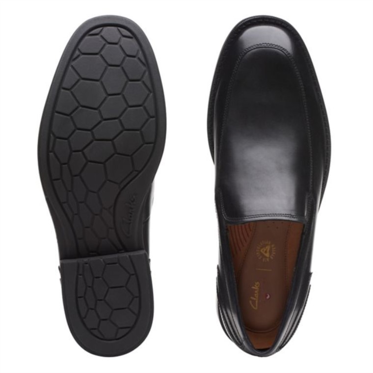 Cuero Negro Clarks Un Hugh Step Cuero Negro