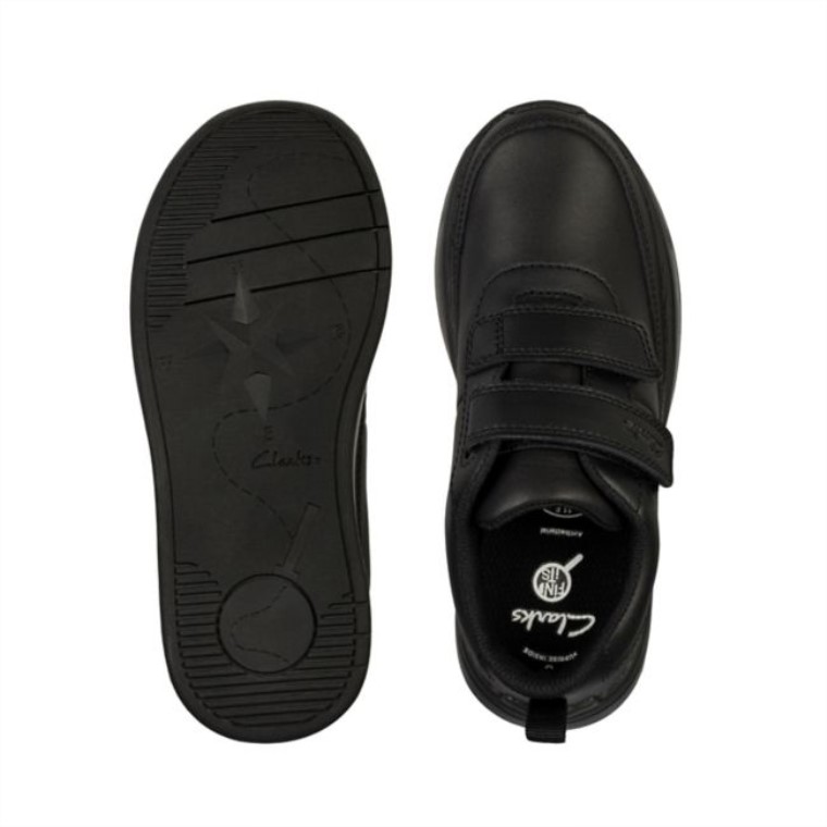 Cuero Negro Clarks Vibrante G Bajo Niño Cuero Negro