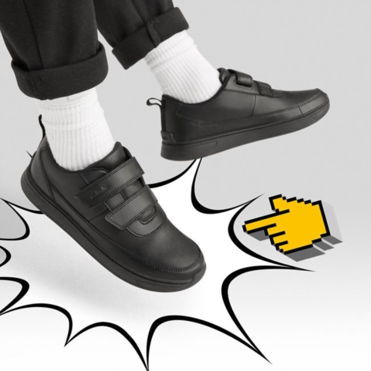 Cuero Negro Clarks Vibrante G Bajo Niño Cuero Negro