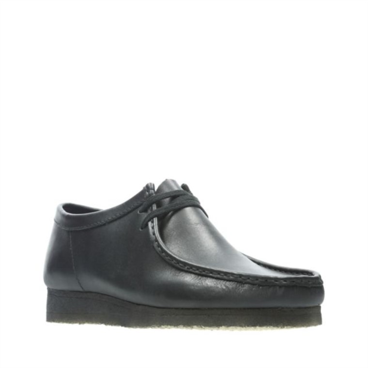 Cuero Negro Clarks Wallabee Cuero Negro