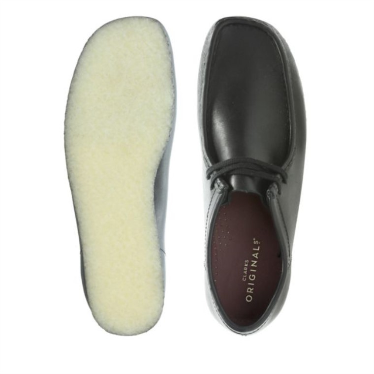 Cuero Negro Clarks Wallabee Cuero Negro