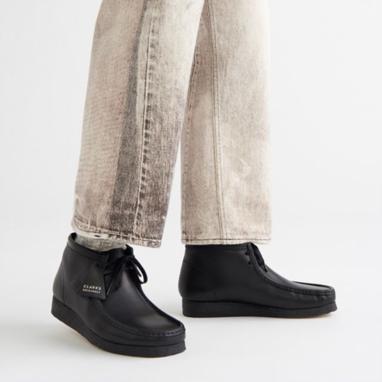 Botas De Cuero Negro Clarks Wallabee Cuero Negro