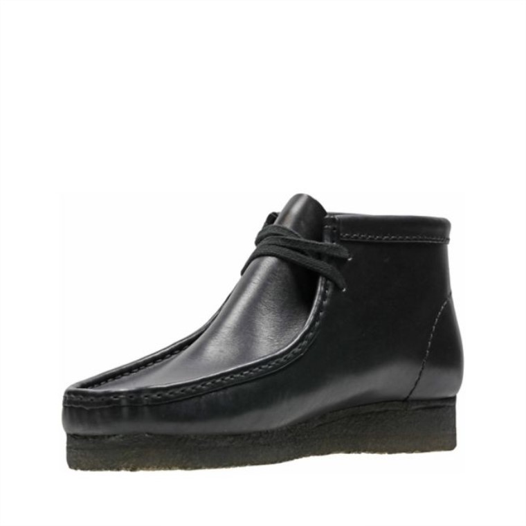 Botas De Cuero Negro Clarks Wallabee Cuero Negro