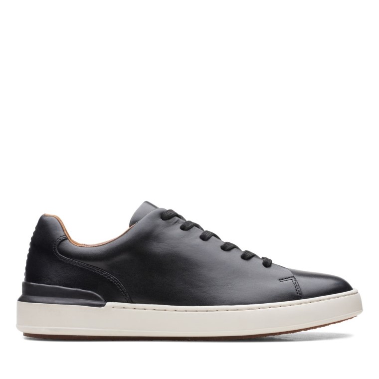 Cuero Negro Corte Lite Cordón Cuero Negro Clarks