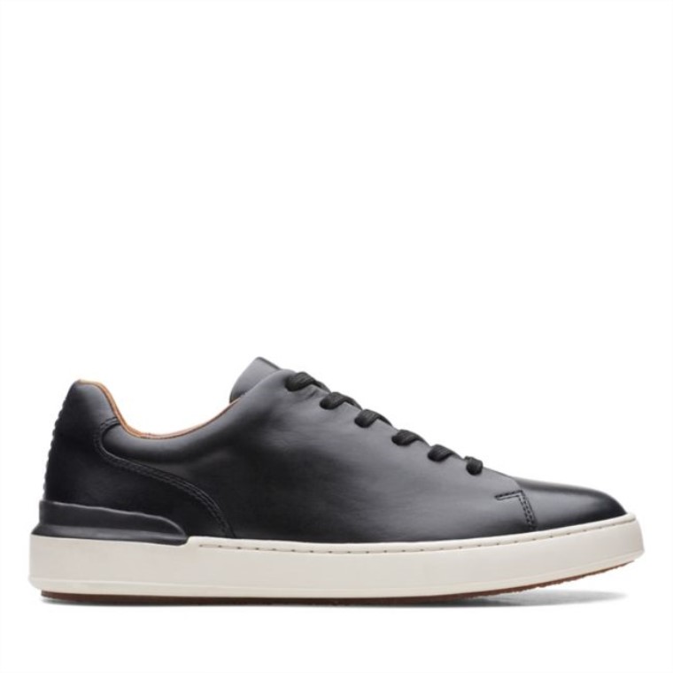 Cuero Negro Corte Lite Cordón Cuero Negro Clarks