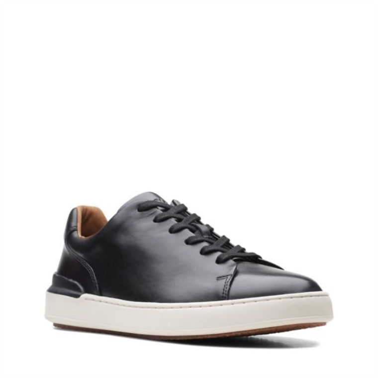Cuero Negro Corte Lite Cordón Cuero Negro Clarks