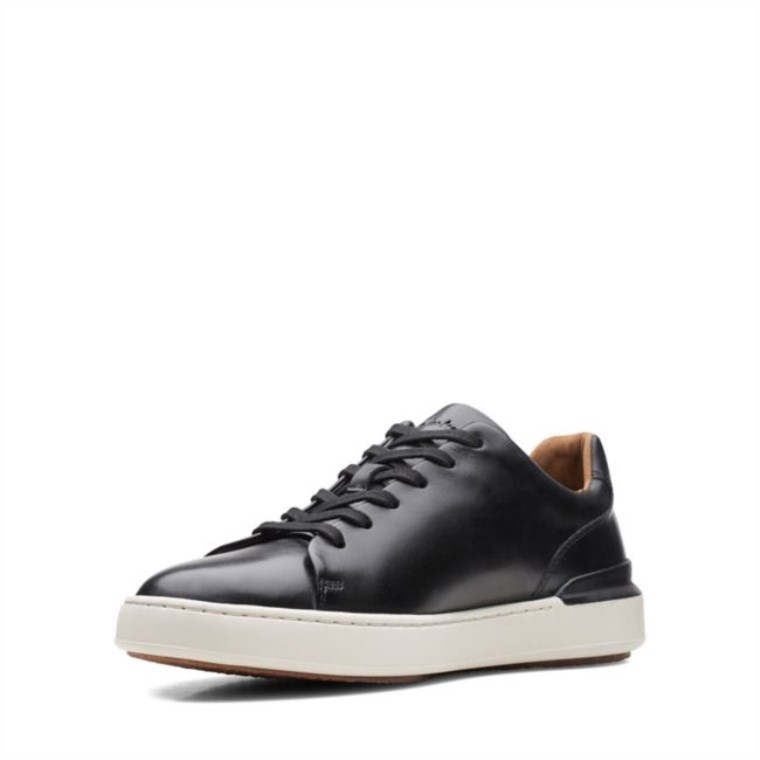 Cuero Negro Corte Lite Cordón Cuero Negro Clarks