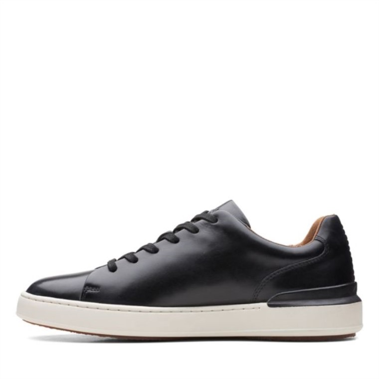 Cuero Negro Corte Lite Cordón Cuero Negro Clarks