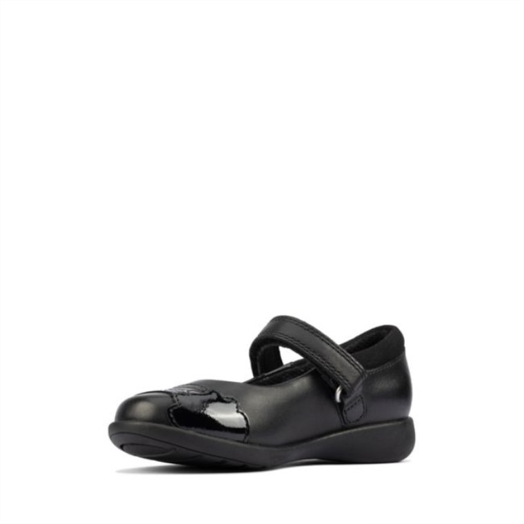 Cuero Negro Grabado Viga Niño Cuero Negro Clarks