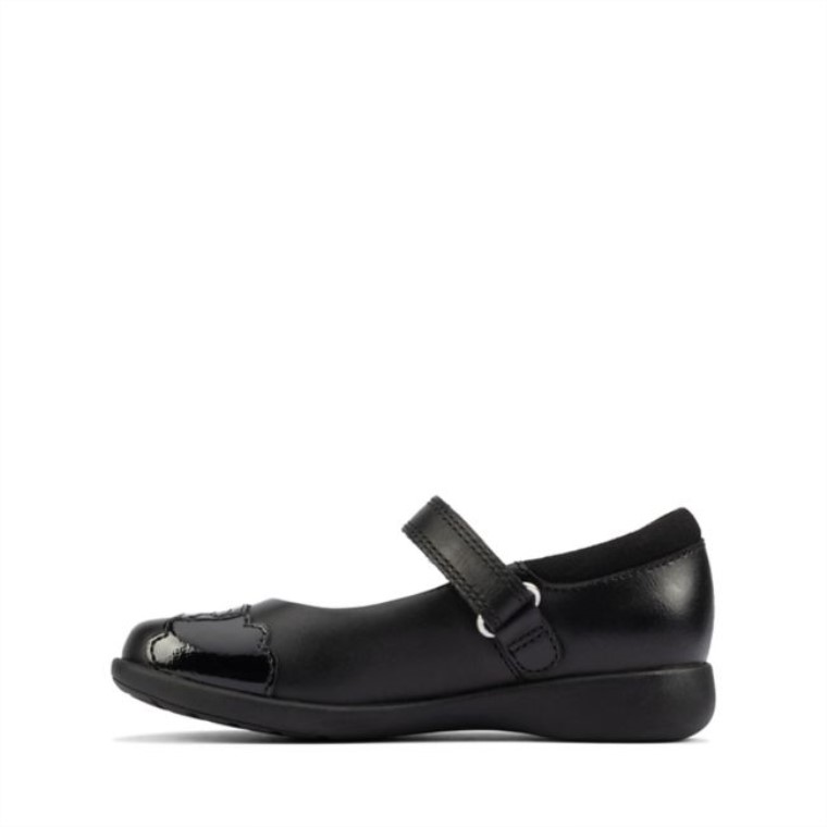 Cuero Negro Grabado Viga Niño Cuero Negro Clarks