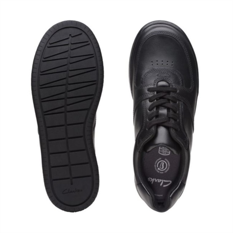 Cuero Negro Cervatillo Lay Juvenil Cuero Negro Clarks