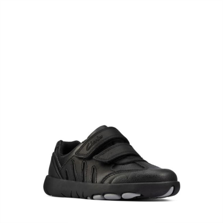 Cuero Negro Rex Stride Niño Cuero Negro Clarks