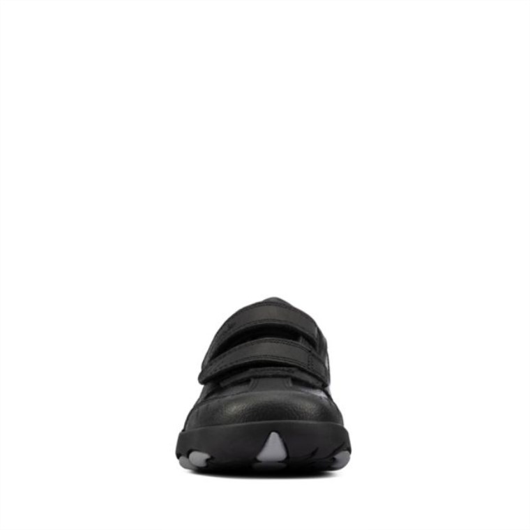 Cuero Negro Rex Stride Niño Cuero Negro Clarks