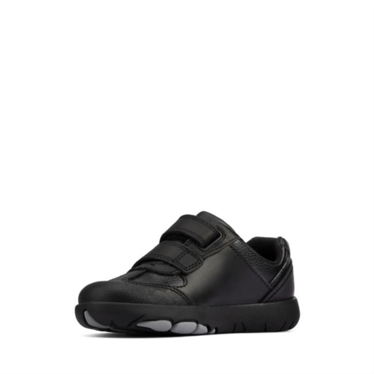 Cuero Negro Rex Stride Niño Cuero Negro Clarks