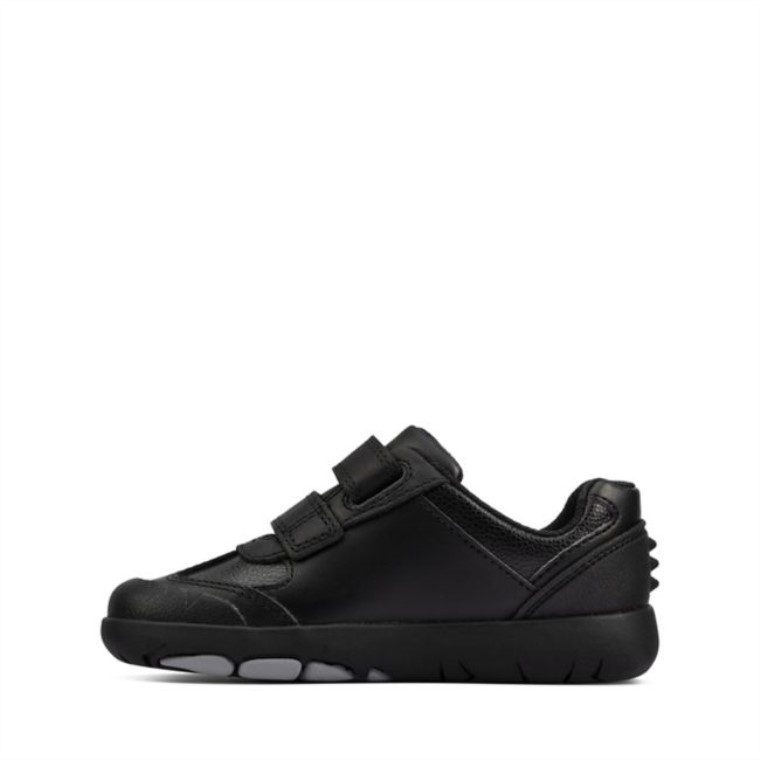 Cuero Negro Rex Stride Niño Cuero Negro Clarks