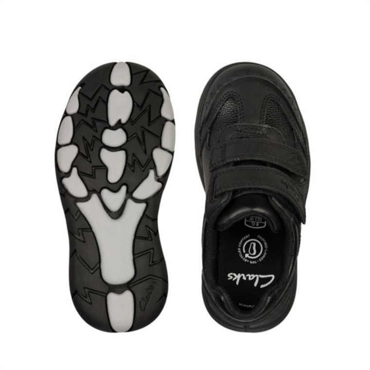 Cuero Negro Rex Stride Niño Cuero Negro Clarks