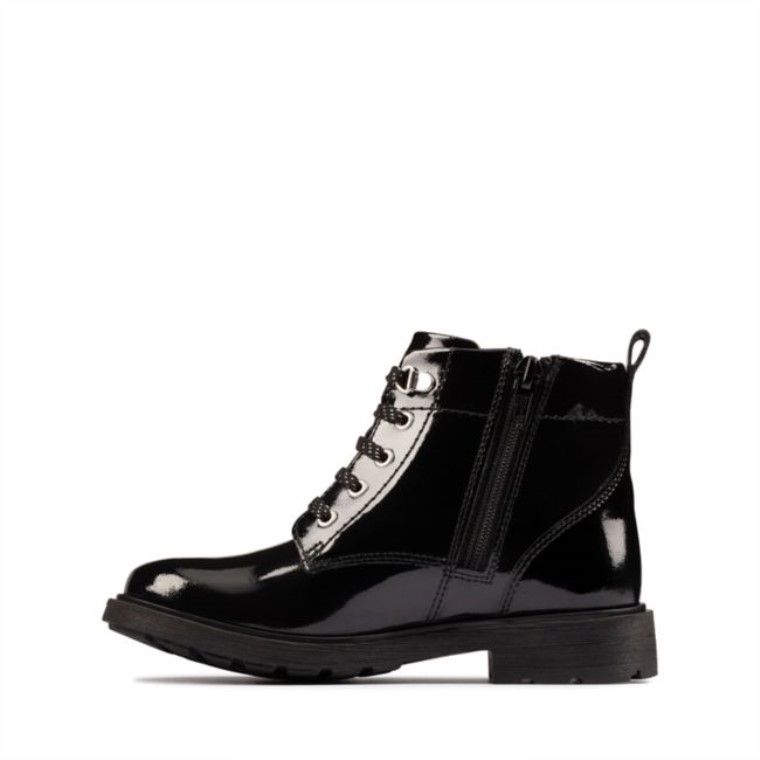 Charol Negro Clarks Astrol Encaje Niño Charol Negro