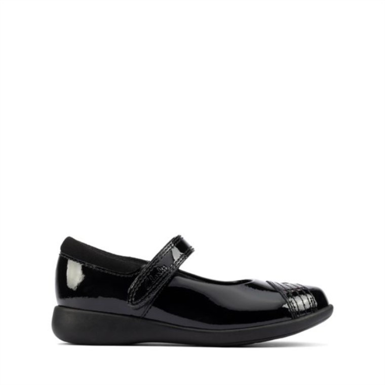 Charol Negro Clarks Etch Beam Niño Charol Negro