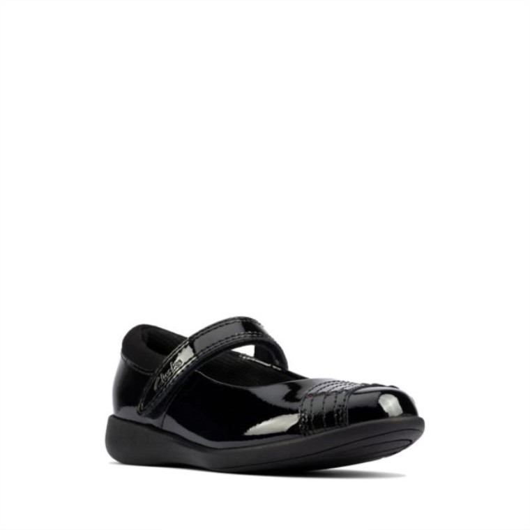 Charol Negro Clarks Etch Beam Niño Charol Negro
