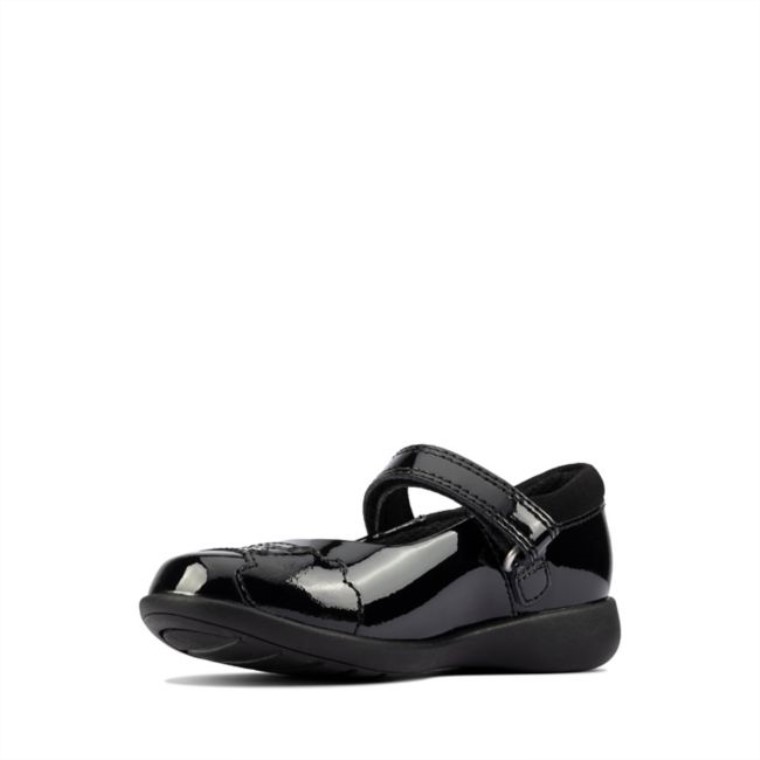 Charol Negro Clarks Etch Beam Niño Charol Negro