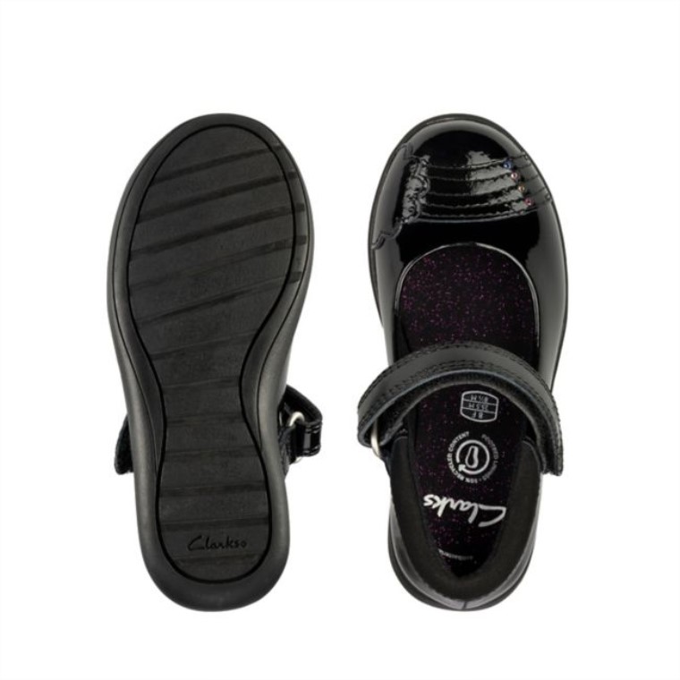 Charol Negro Clarks Etch Beam Niño Charol Negro