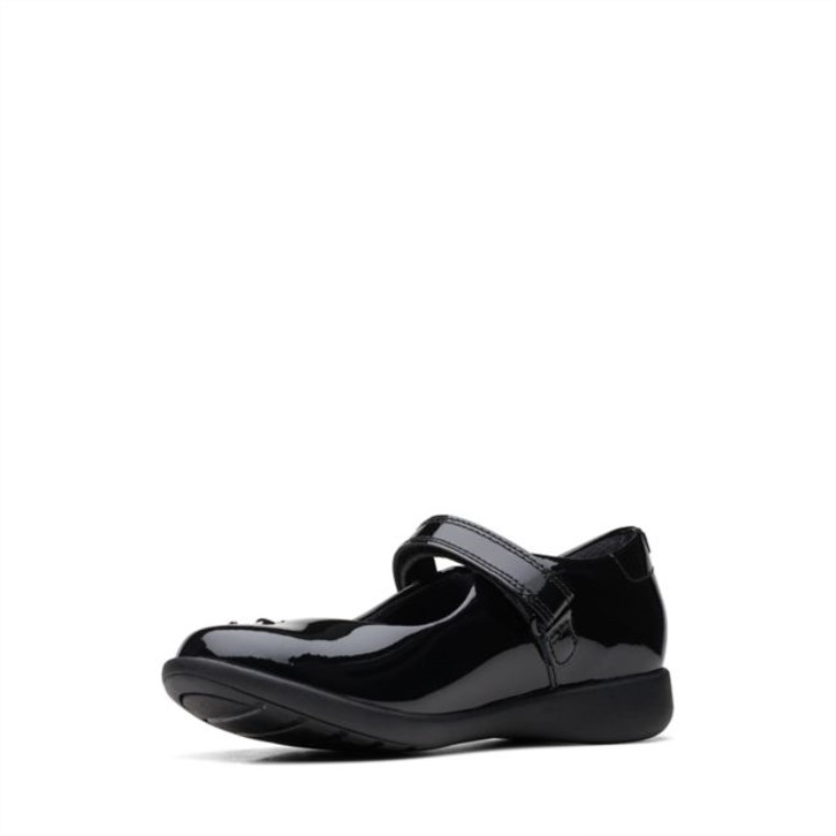 Charol Negro Clarks Grabado Divertido Niño Charol Negro