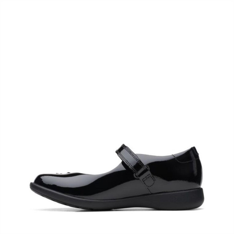 Charol Negro Clarks Grabado Divertido Niño Charol Negro
