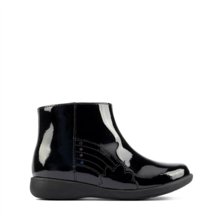 Charol Negro Clarks Etch G Low Niño Charol Negro