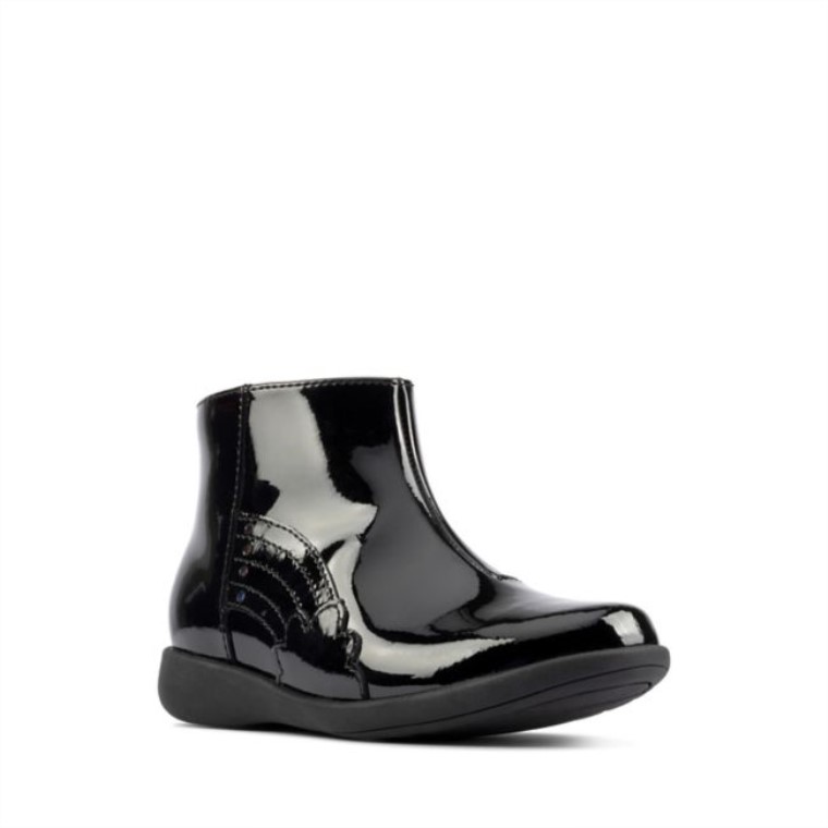 Charol Negro Clarks Etch G Low Niño Charol Negro