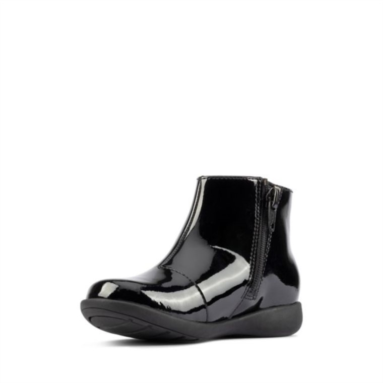 Charol Negro Clarks Etch G Low Niño Charol Negro