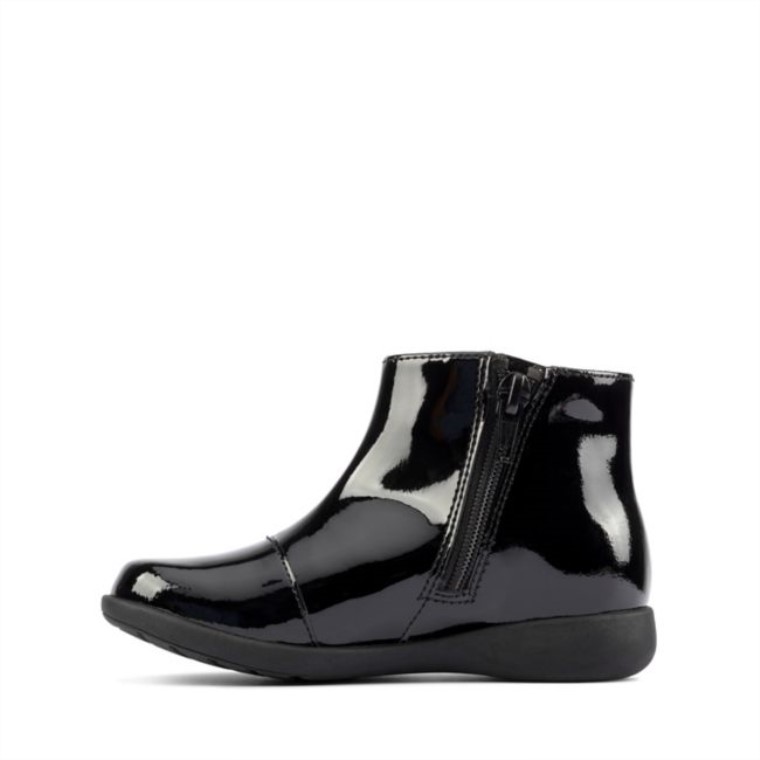 Charol Negro Clarks Etch G Low Niño Charol Negro