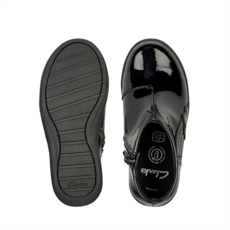 Charol Negro Clarks Etch G Low Niño Charol Negro
