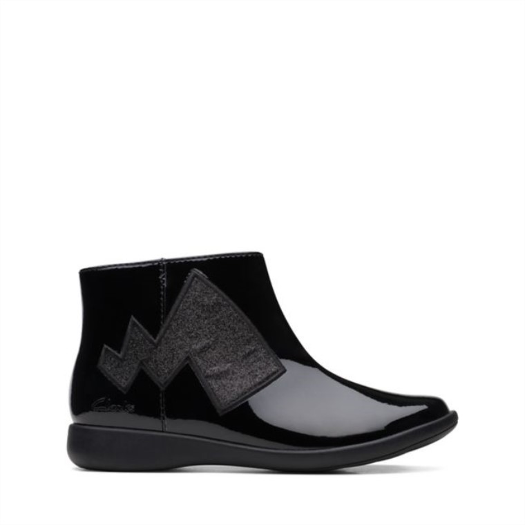 Charol Negro Clarks Etch Rastro Niño Charol Negro