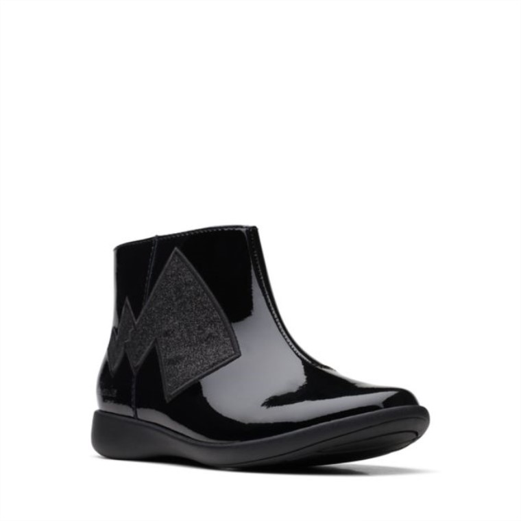Charol Negro Clarks Etch Rastro Niño Charol Negro