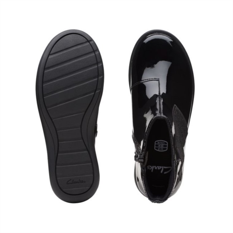 Charol Negro Clarks Etch Rastro Niño Charol Negro