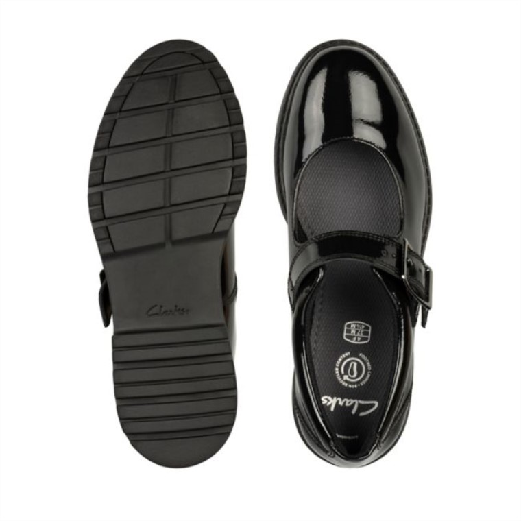 Charol Negro Clarks Loxham Walk Juventud Charol Negro