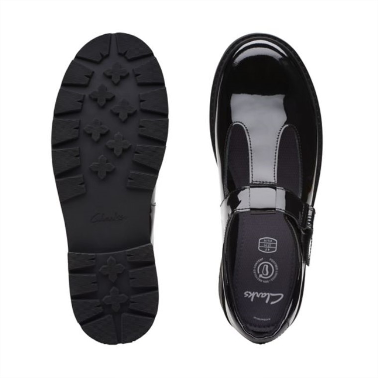 Charol Negro Clarks Prague Brill Juvenil Charol Negro
