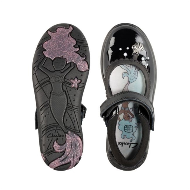 Charol Negro Clarks Sea Shimmer Niño Charol Negro