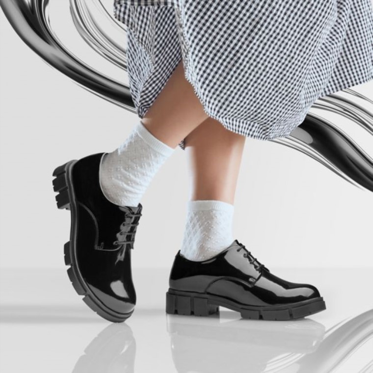 Charol Negro Clarks Teala Encaje Charol Negro