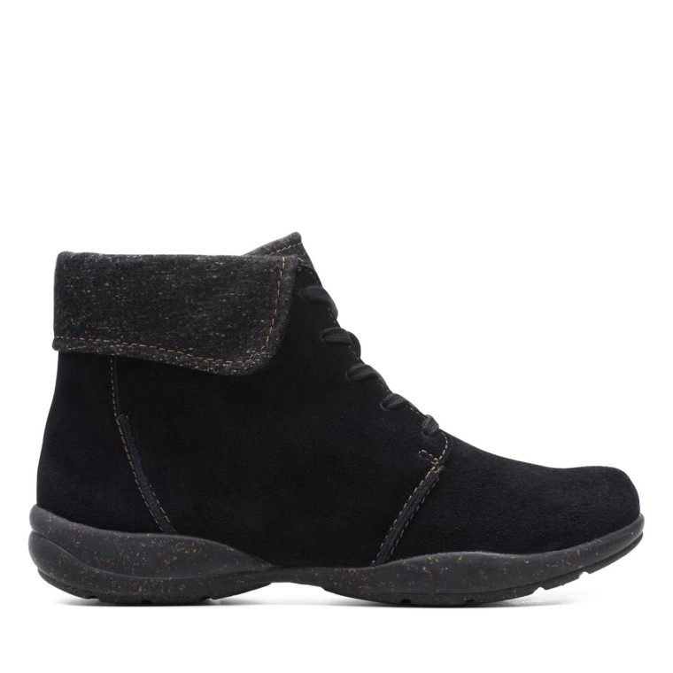 Gamuza Negra Clarks Roseville Encaje Gamuza Negra
